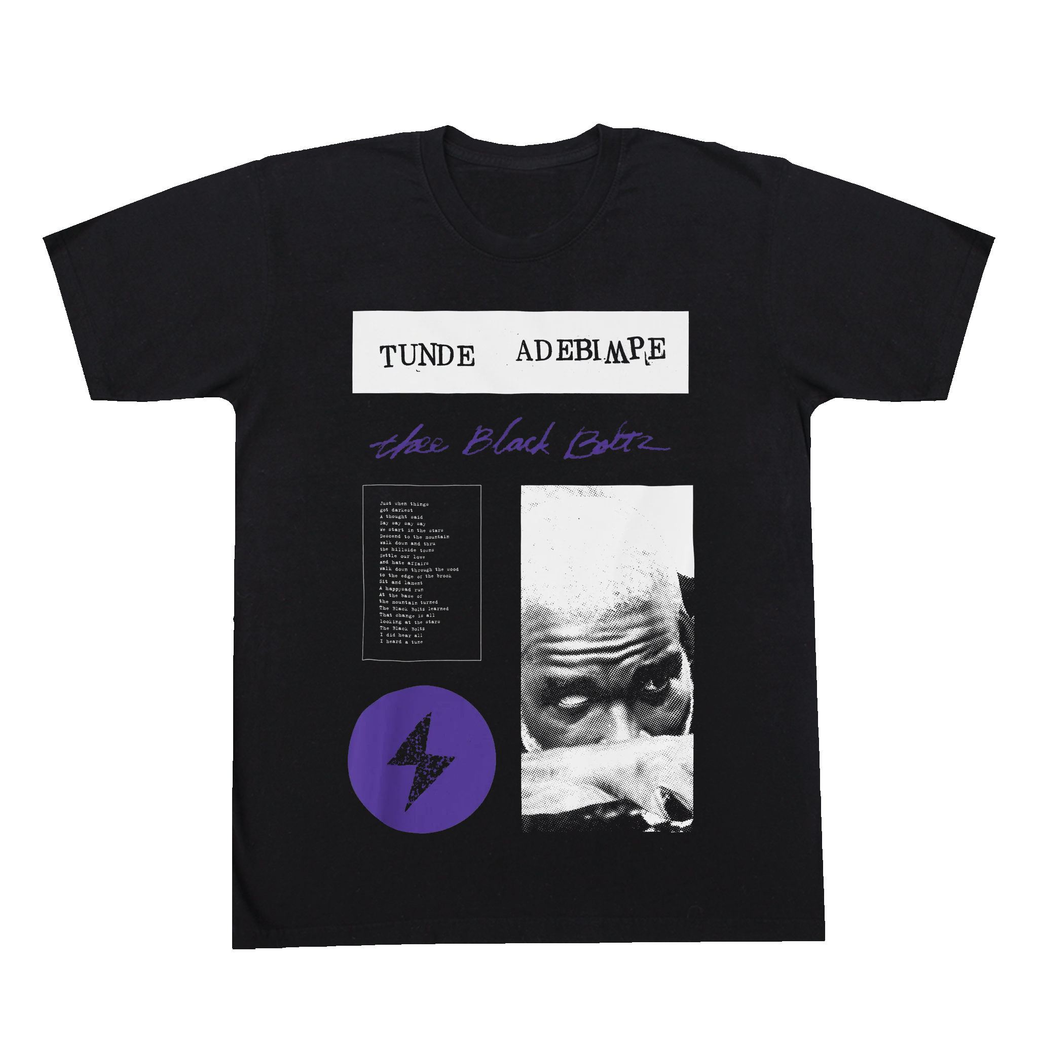 Tunde Adebimpe - Thee Black Boltz Tee - Black – TV On The Radio